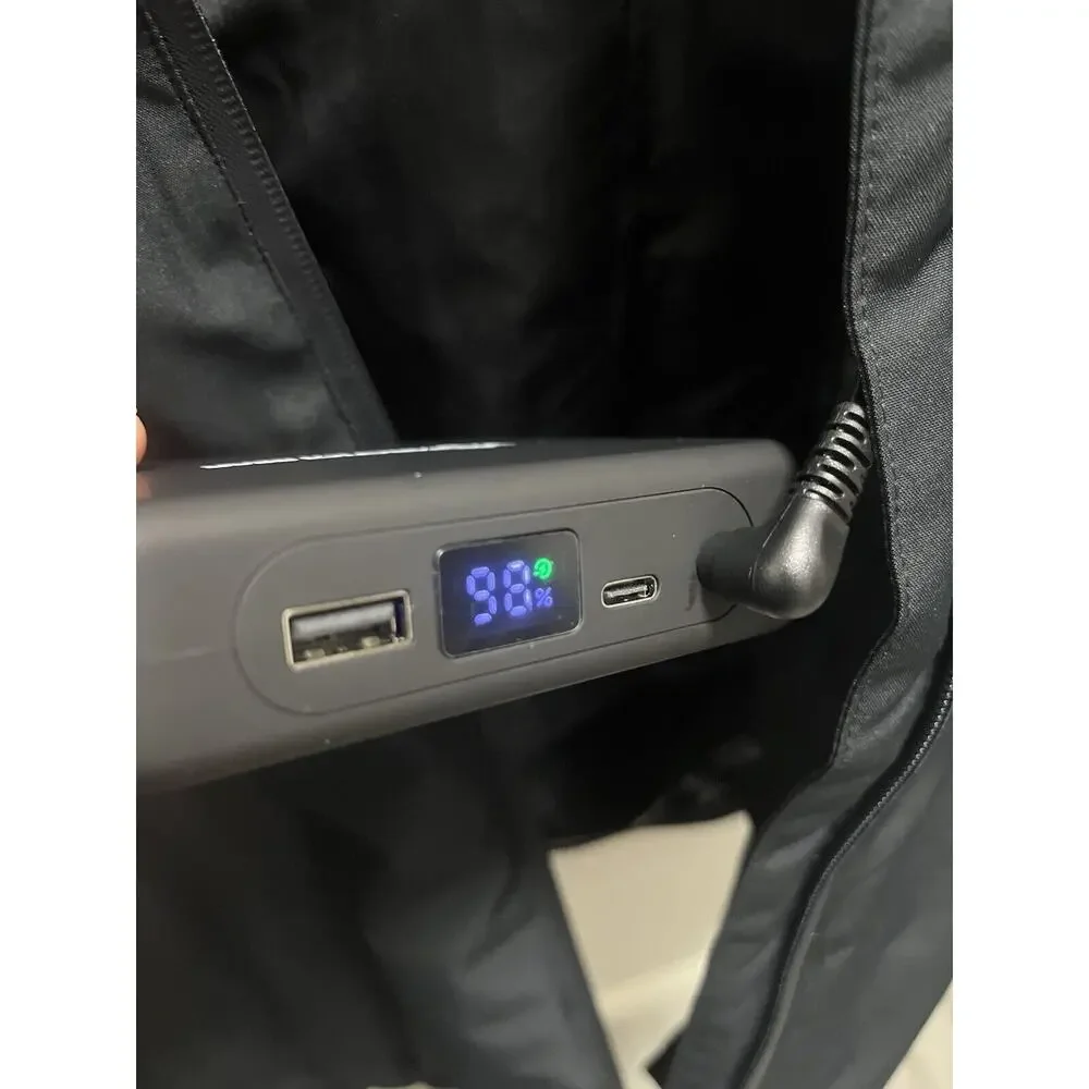 ANTARCTICA GEAR Heated Sz Large Black Snow Jacket Ski + 12V/16000mAh Battery